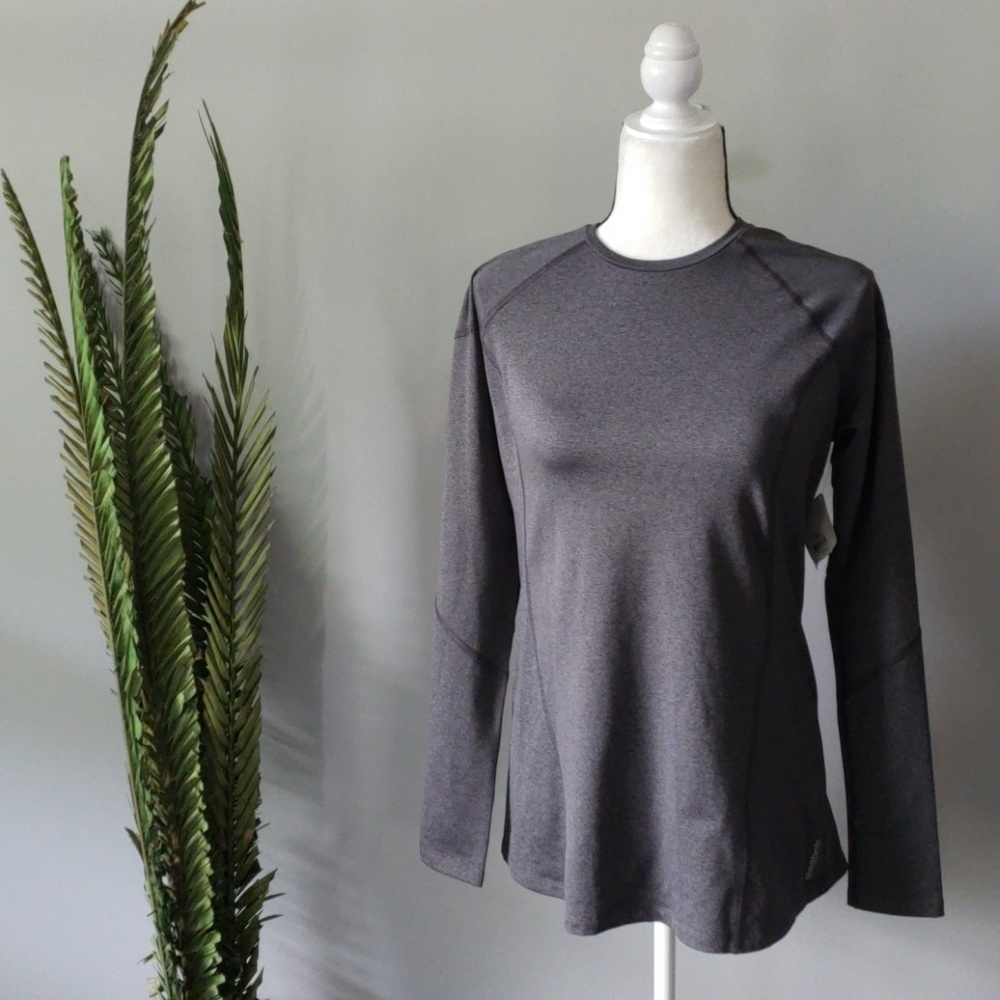 Reebok PlayDry heather gray long sleeve tee NWT
